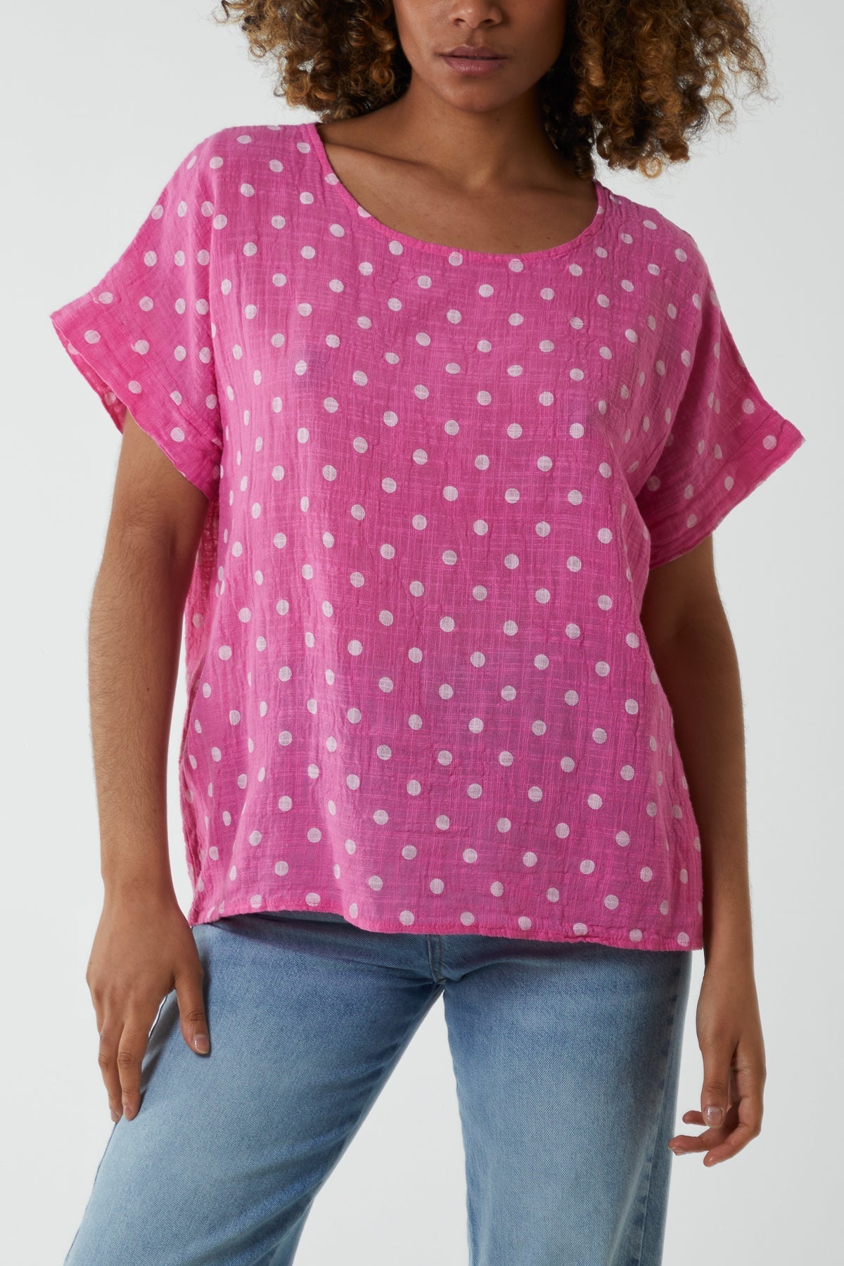 Polka Dot Short Sleeve Top For Women  - Dropwear