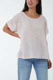 Khaki Polka Dot Short Sleeve Top For Women ONE SIZE - Dropwear