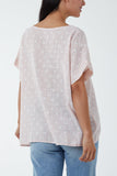 Royal Blue Polka Dot Short Sleeve Top For Women ONE SIZE - Dropwear