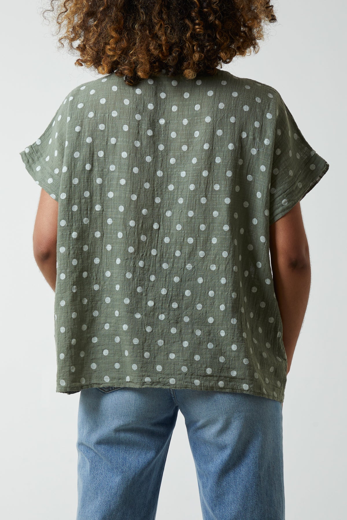Black Polka Dot Short Sleeve Top For Women ONE SIZE - Dropwear