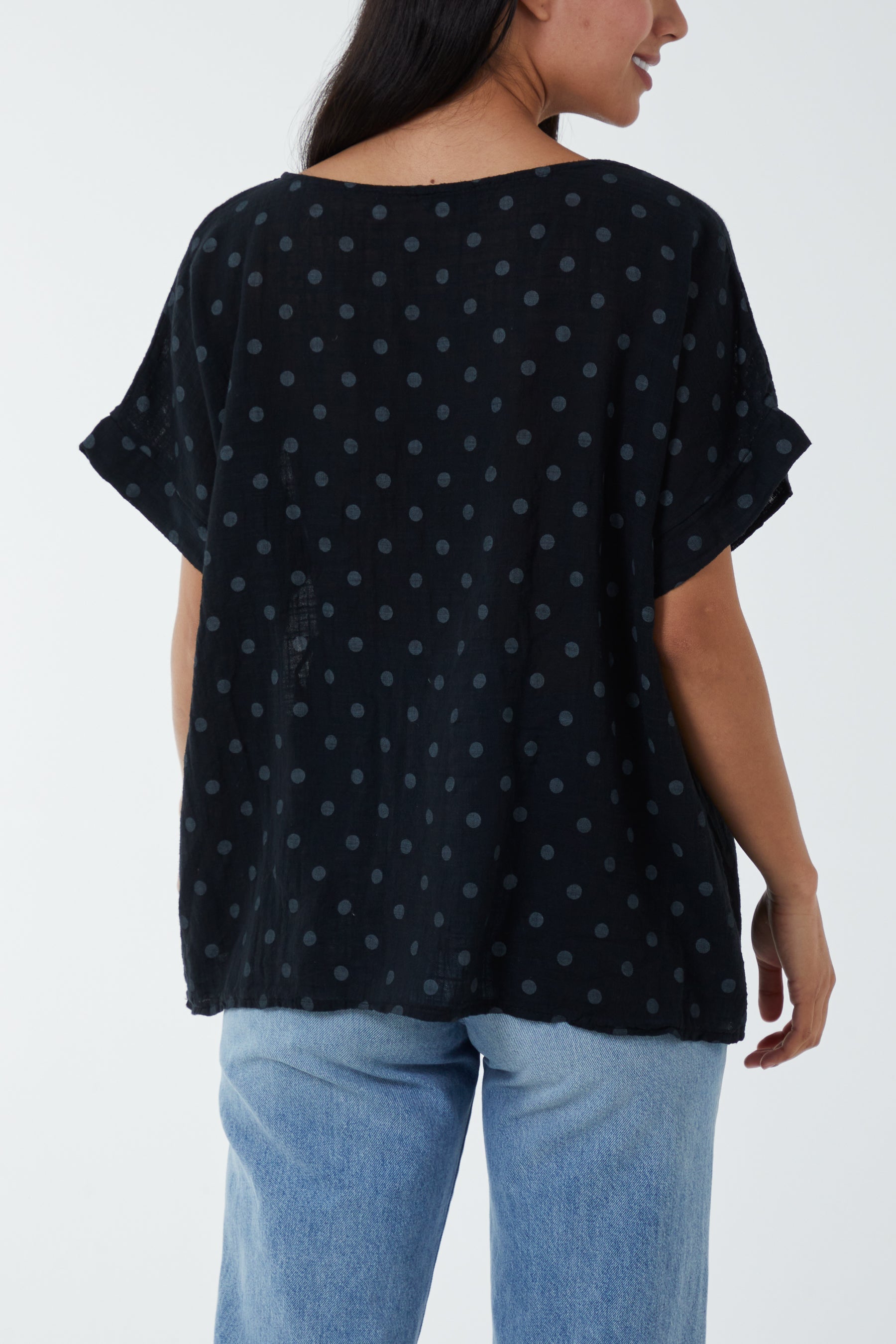 Polka Dot Short Sleeve Top For Women  - Dropwear