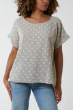 Coral Polka Dot Short Sleeve Top For Women ONE SIZE - Dropwear