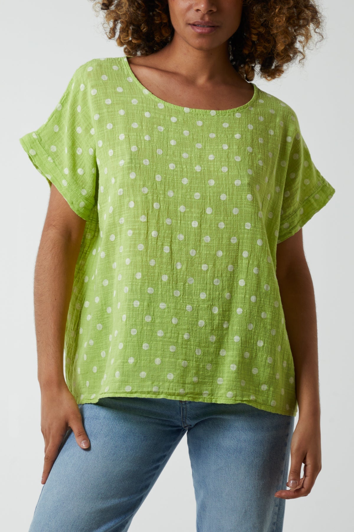 Polka Dot Short Sleeve Top For Women  - Dropwear