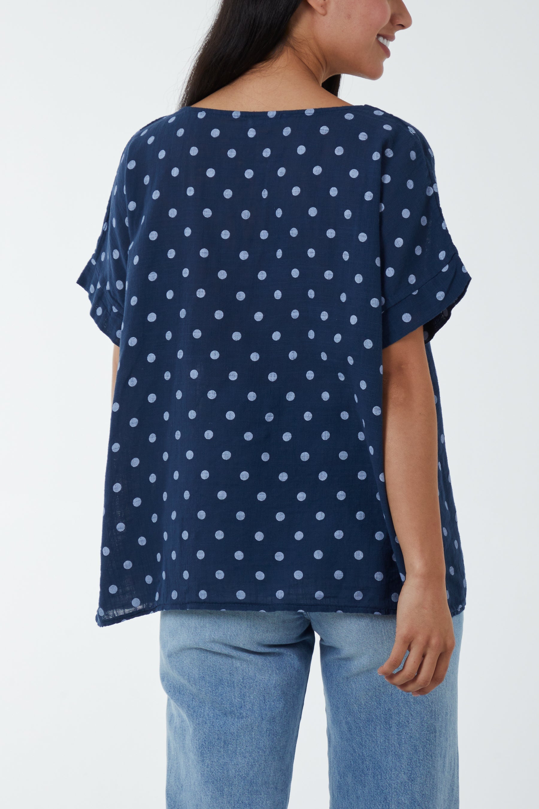 Jade Polka Dot Short Sleeve Top For Women ONE SIZE - Dropwear