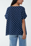 Jade Polka Dot Short Sleeve Top For Women ONE SIZE - Dropwear