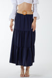 Belted Tiered Maxi Skirt For Women  - Dropwear