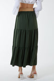 Belted Tiered Maxi Skirt For Women  - Dropwear