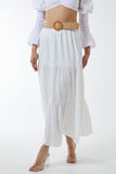 Black Belted Tiered Maxi Skirt For Women ONE SIZE - Dropwear