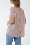 Round Neck Button Back Top For Women  - Dropwear