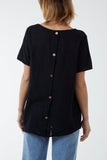 Round Neck Button Back Top For Women  - Dropwear