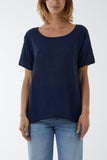 Round Neck Button Back Top For Women  - Dropwear