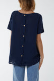 Round Neck Button Back Top For Women  - Dropwear