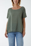 Stone Round Neck Button Back Top For Women ONE SIZE - Dropwear