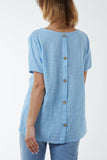 Round Neck Button Back Top For Women  - Dropwear