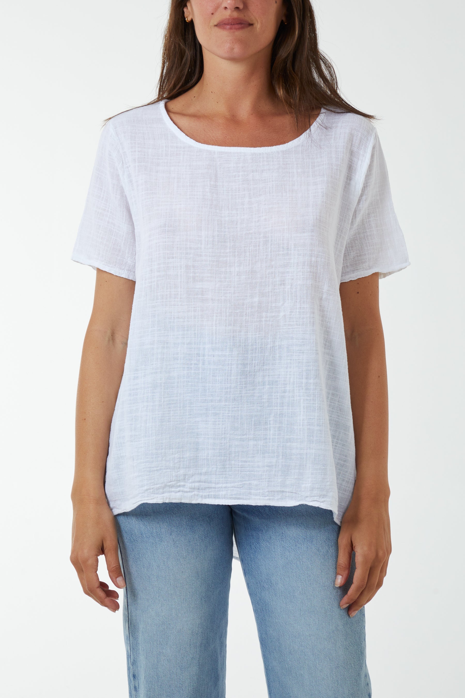 Round Neck Button Back Top For Women  - Dropwear