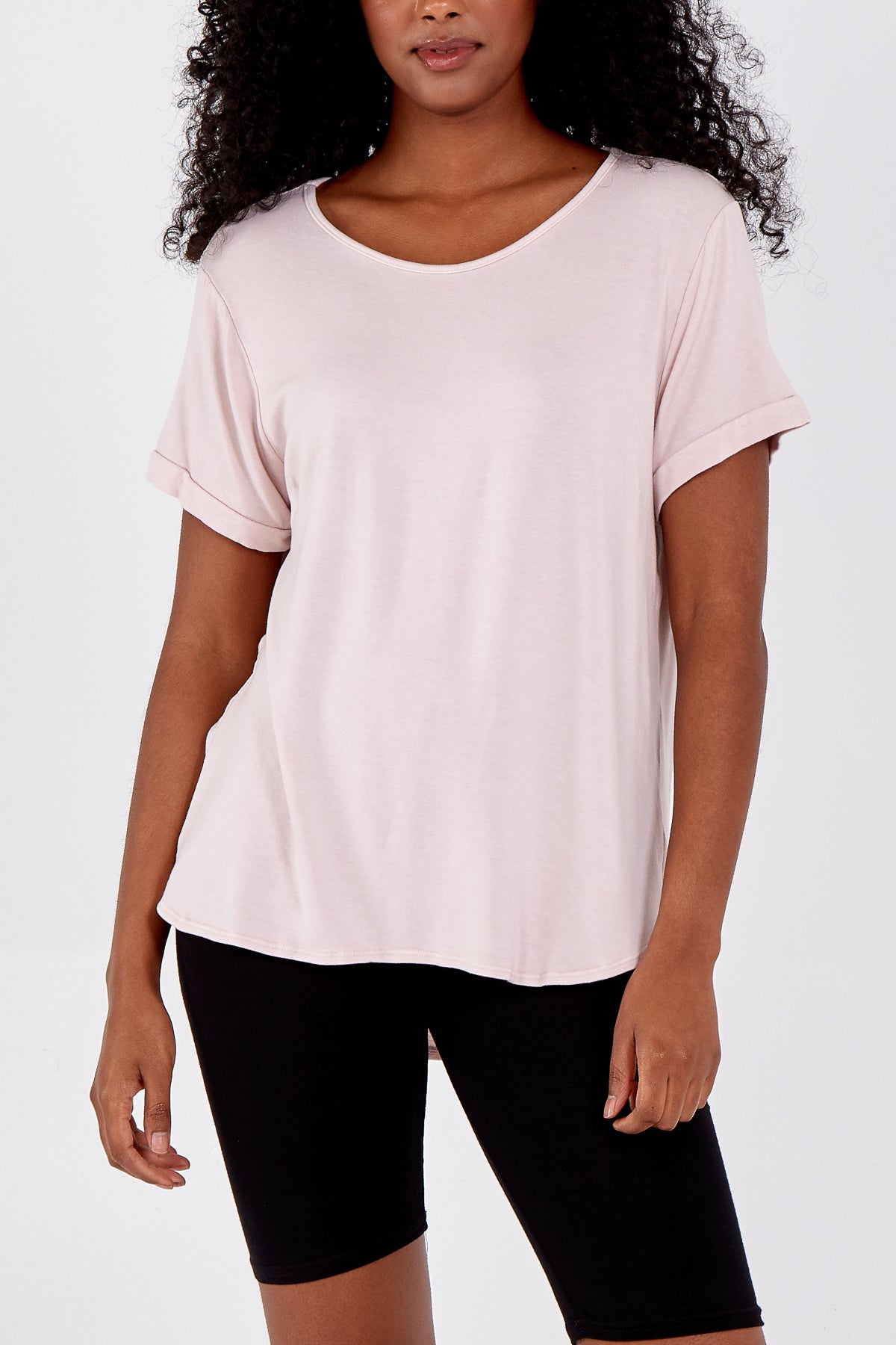 Black French Terry Super Soft Basic T-Shirt For Women ONE SIZE - Dropwear