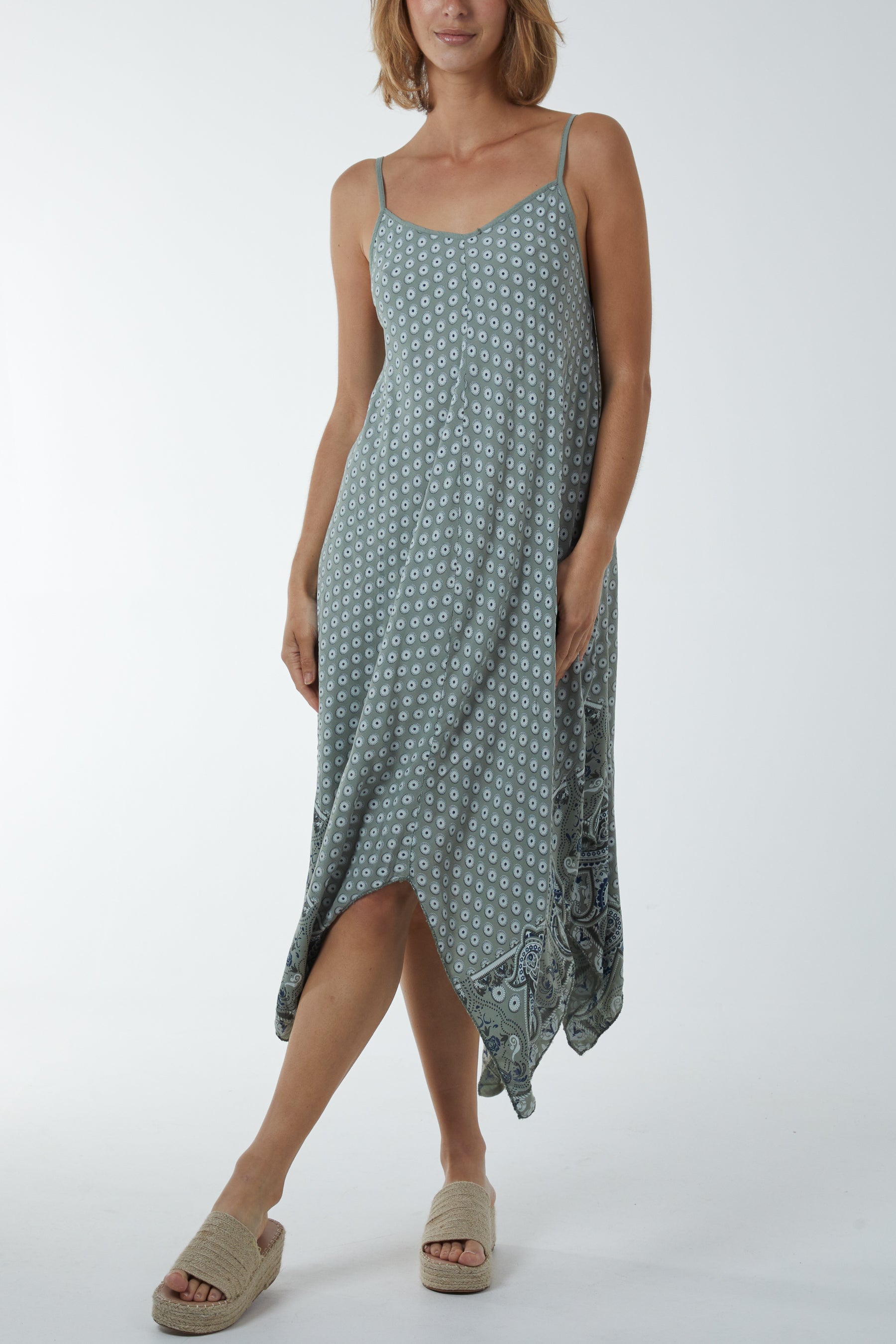 Cami Hanky Hem Midi Dress For Women  - Dropwear