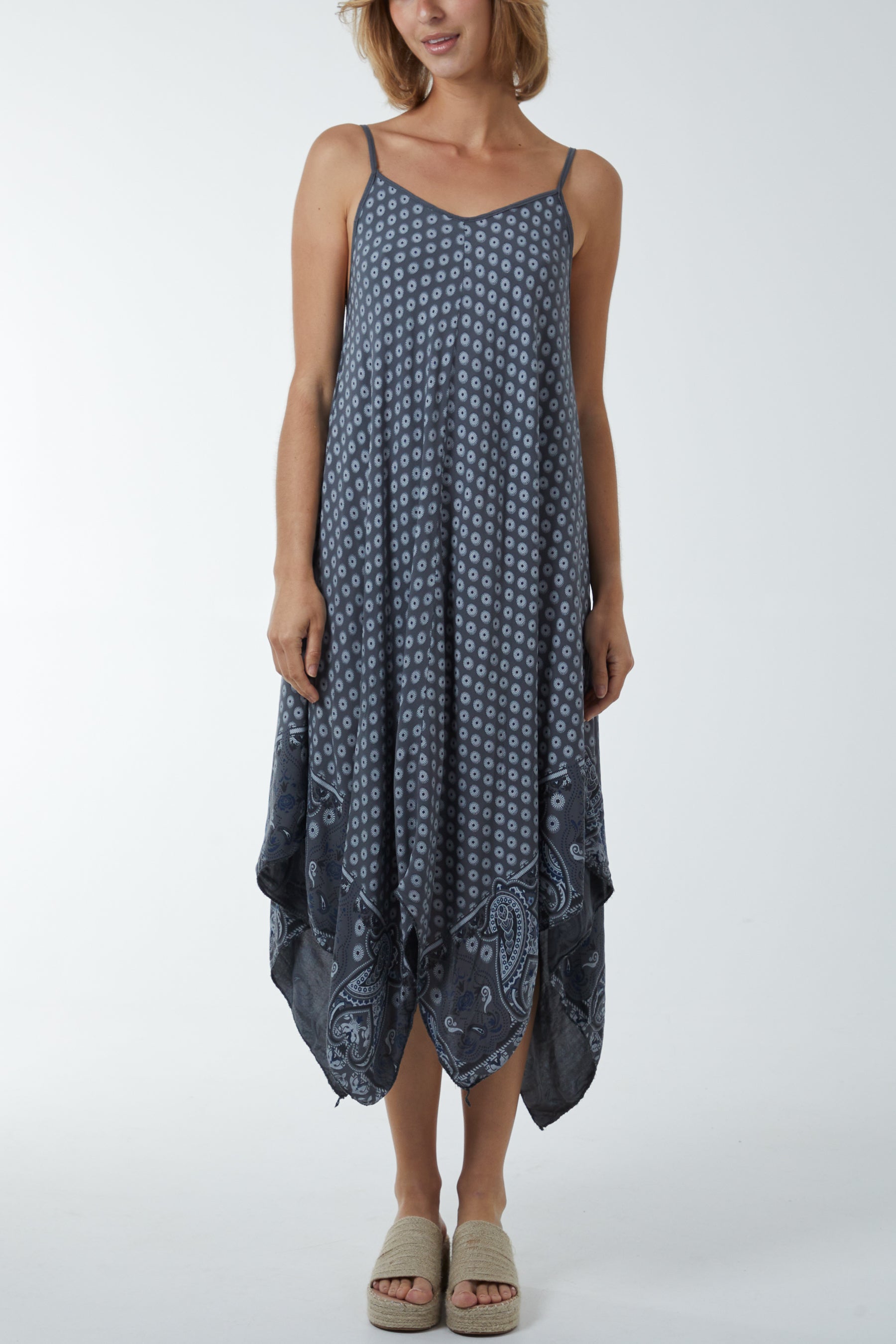 Cami Hanky Hem Midi Dress For Women  - Dropwear