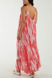 Coral Tie Dye Cami Maxi Dress For Women ONE SIZE - Dropwear