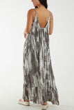 Charcoal Tie Dye Cami Maxi Dress For Women ONE SIZE - Dropwear