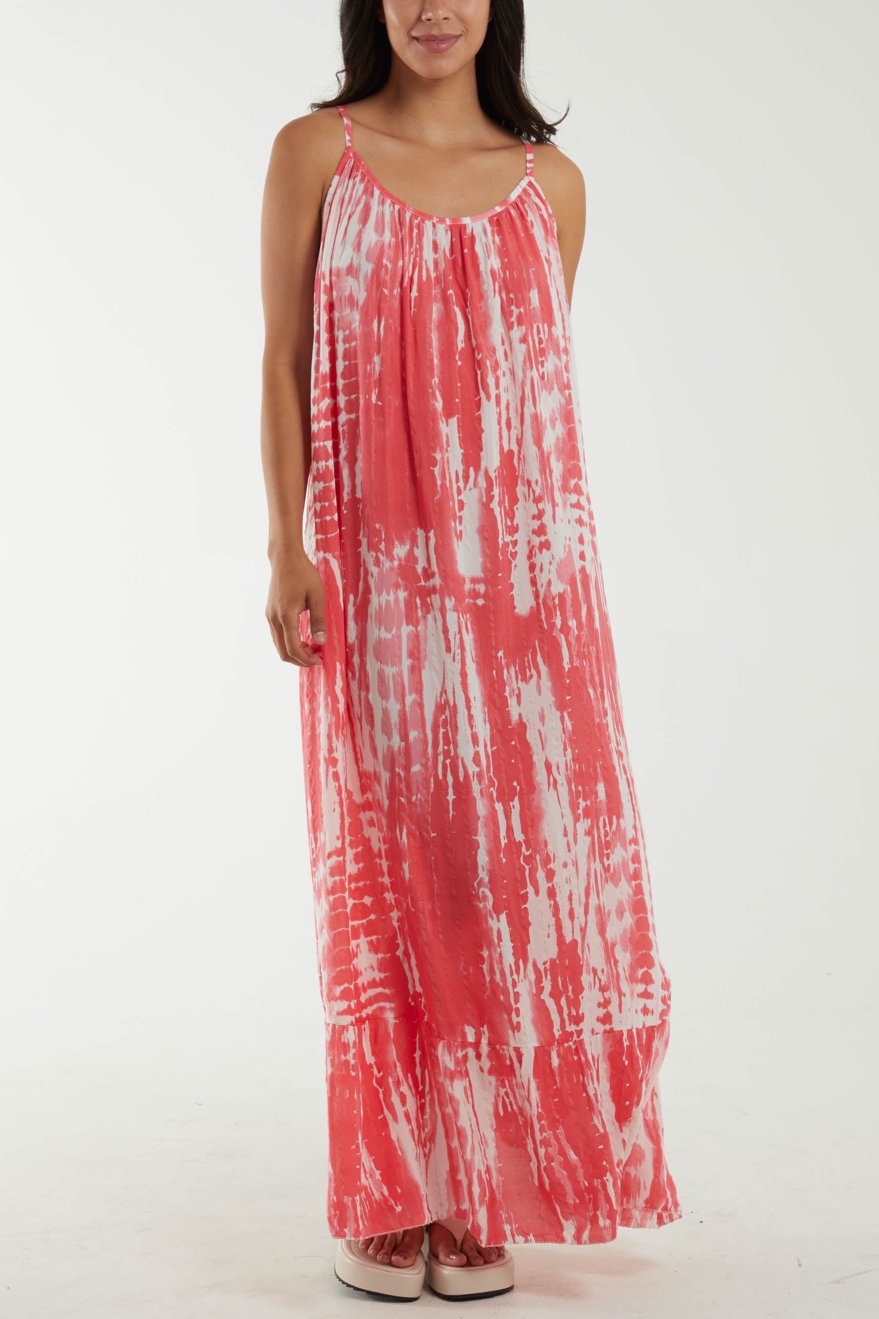 Black Tie Dye Cami Maxi Dress For Women ONE SIZE - Dropwear