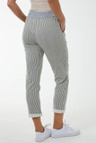 Orange Pinstripe Contrast Waist Trousers For Women ONE SIZE - Dropwear