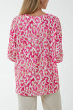 V-Neck Tied Front Leopard Print Top For Women  - Dropwear