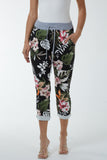 Black Contrast Waist Tropical Trousers For Women ONE SIZE - Dropwear