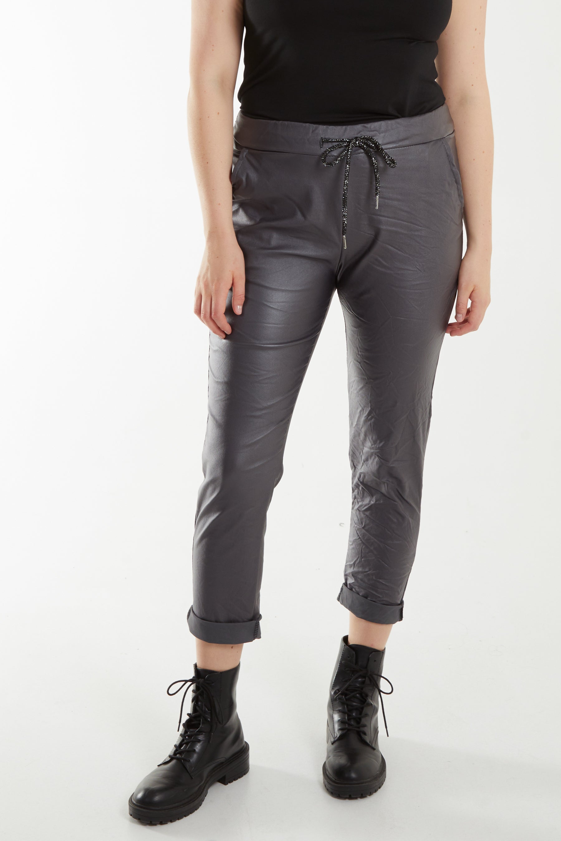 Charcoal Magic Stretch PU Coated Trousers (Extra Large) For Women XL-XXL - Dropwear
