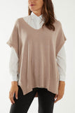 Black V-Neck Side Split Knit Vest For Women ONE SIZE - Dropwear