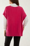 V-Neck Side Split Knit Vest For Women  - Dropwear