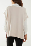 V-Neck Side Split Knit Vest For Women  - Dropwear