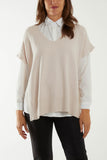 V-Neck Side Split Knit Vest For Women  - Dropwear