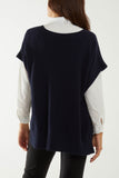 V-Neck Side Split Knit Vest For Women  - Dropwear
