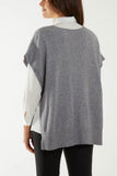 Beige V-Neck Side Split Knit Vest For Women ONE SIZE - Dropwear