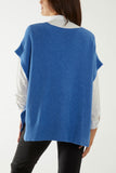 V-Neck Side Split Knit Vest For Women  - Dropwear