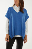 Fuchsia V-Neck Side Split Knit Vest For Women ONE SIZE - Dropwear
