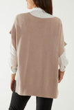 Mocha V-Neck Side Split Knit Vest For Women ONE SIZE - Dropwear