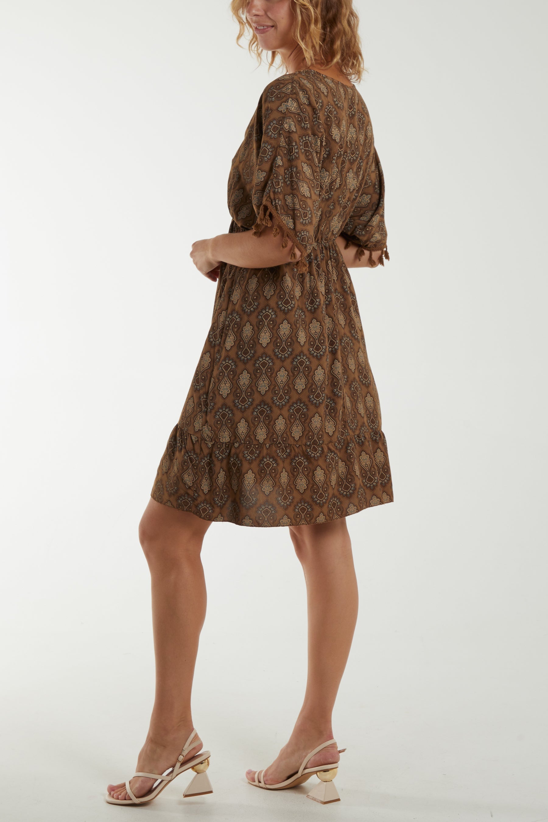 Morrocan Print Tassel Dress For Women  - Dropwear