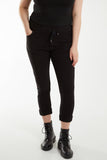 Black Magic Drawstring Pockets Crushed Trouser For Women ONE SIZE - Dropwear