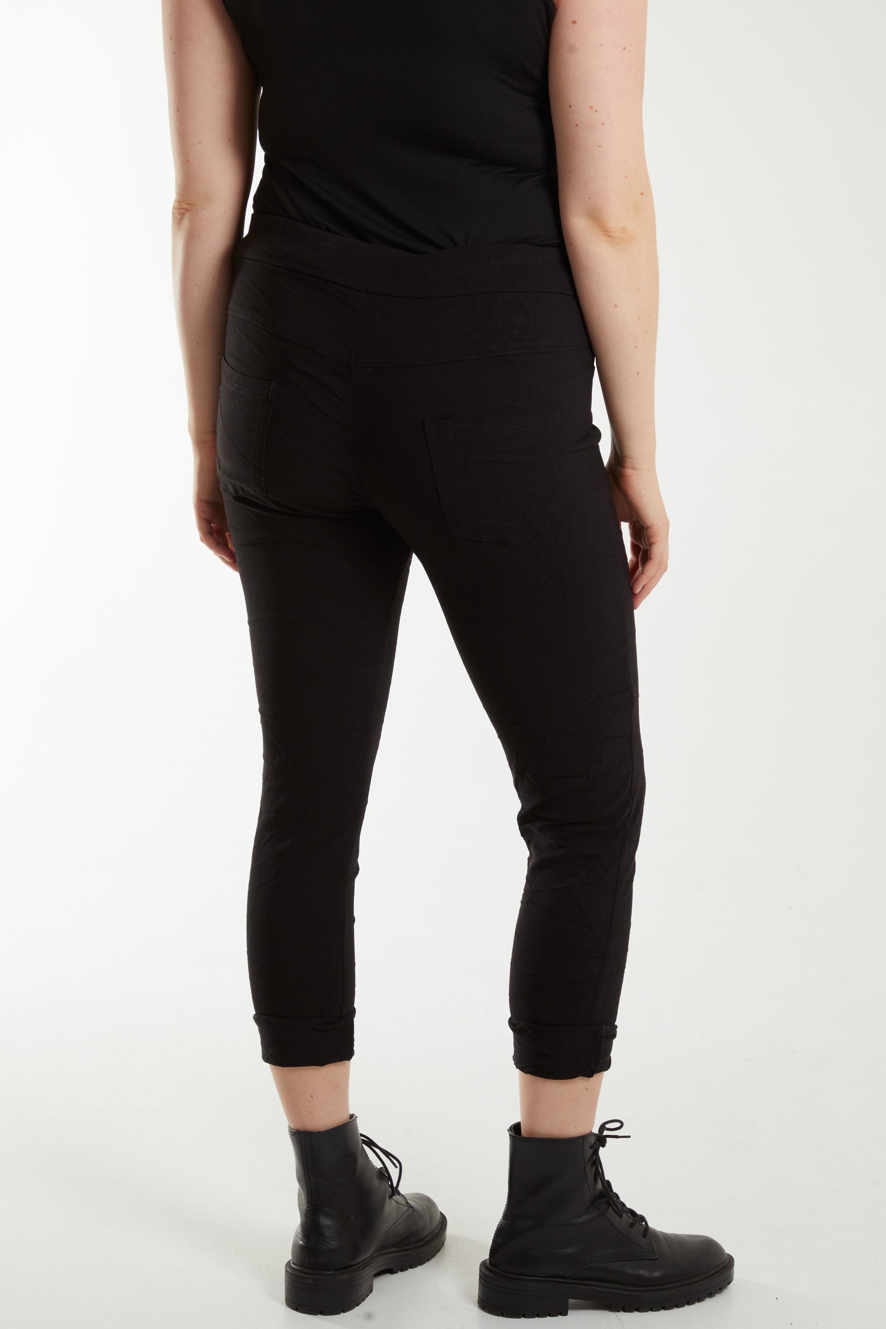 Mocha Magic Drawstring Pockets Crushed Trouser For Women ONE SIZE - Dropwear