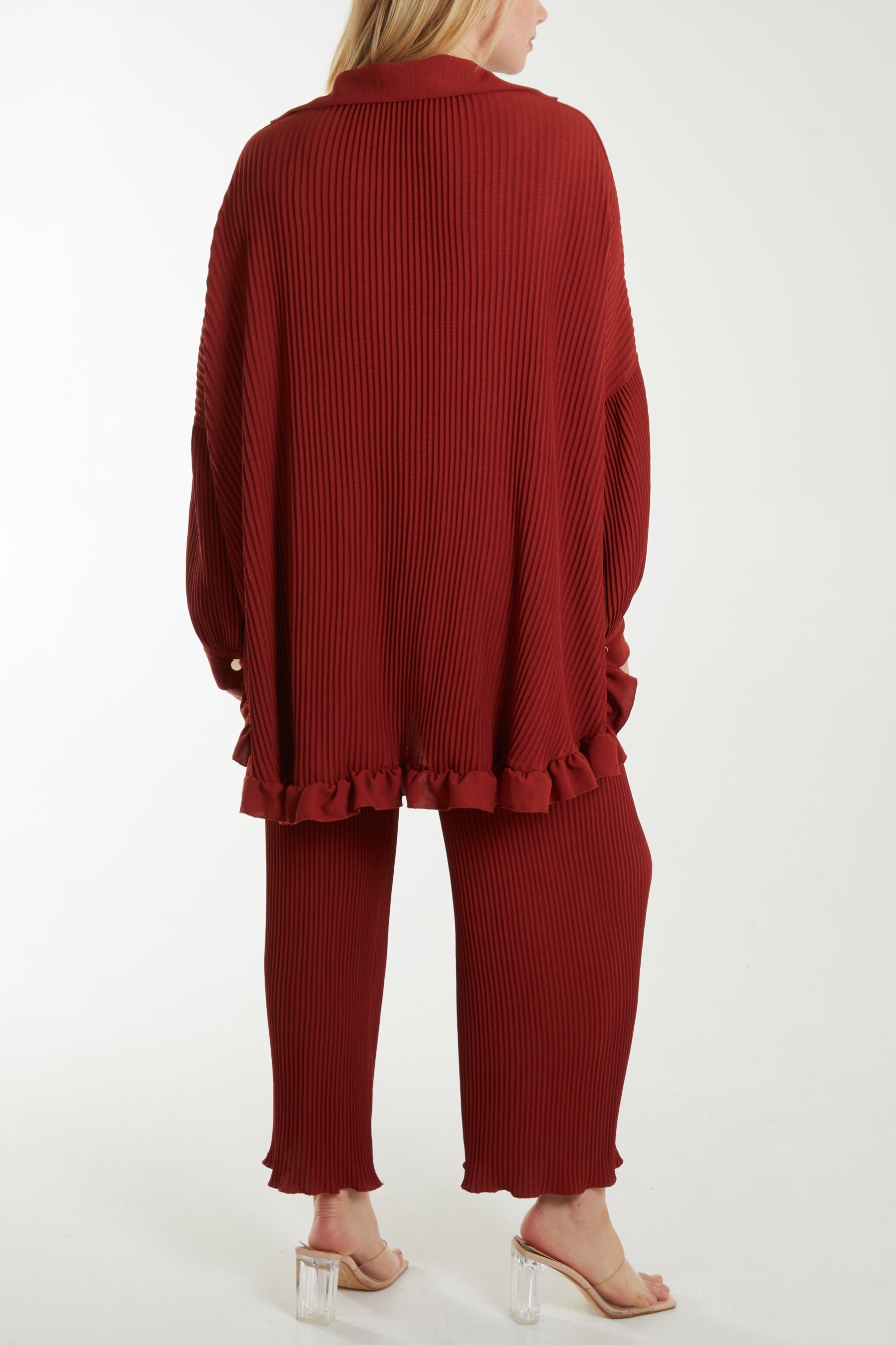 Plisse Shirt & Trouser Co-Ord Set For Women  - Dropwear