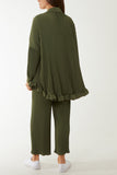 Teal Plisse Shirt & Trouser Co-Ord Set For Women ONE SIZE - Dropwear