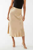 Waistband Satin Midi Skirt For Women  - Dropwear