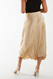 Waistband Satin Midi Skirt For Women  - Dropwear