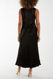 Satin Bias Cut V Neck Maxi Dress For Women  - Dropwear