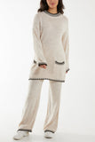 Grey Pockets Stitch Hem Co-Ord Set For Women ONE SIZE - Dropwear