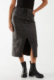 Magic String PU Coated Midi Skirt For Women  - Dropwear