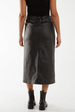 Magic String PU Coated Midi Skirt For Women  - Dropwear