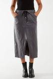 Magic String PU Coated Midi Skirt For Women  - Dropwear